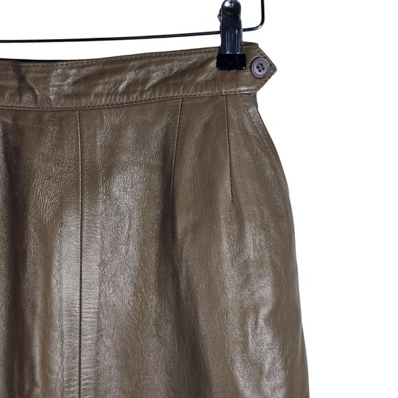 Vintage 90's Siena New York Mocha Brown Butter Soft Leather Pencil Skirt, Sz 10 - Picture 2 of 7